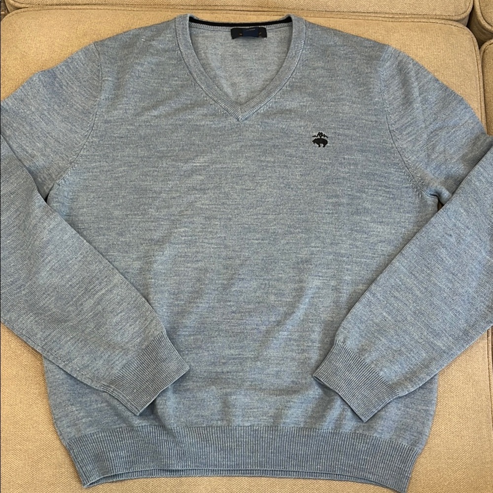 Brooks Brothers Men's Blue V-Neck Sweater